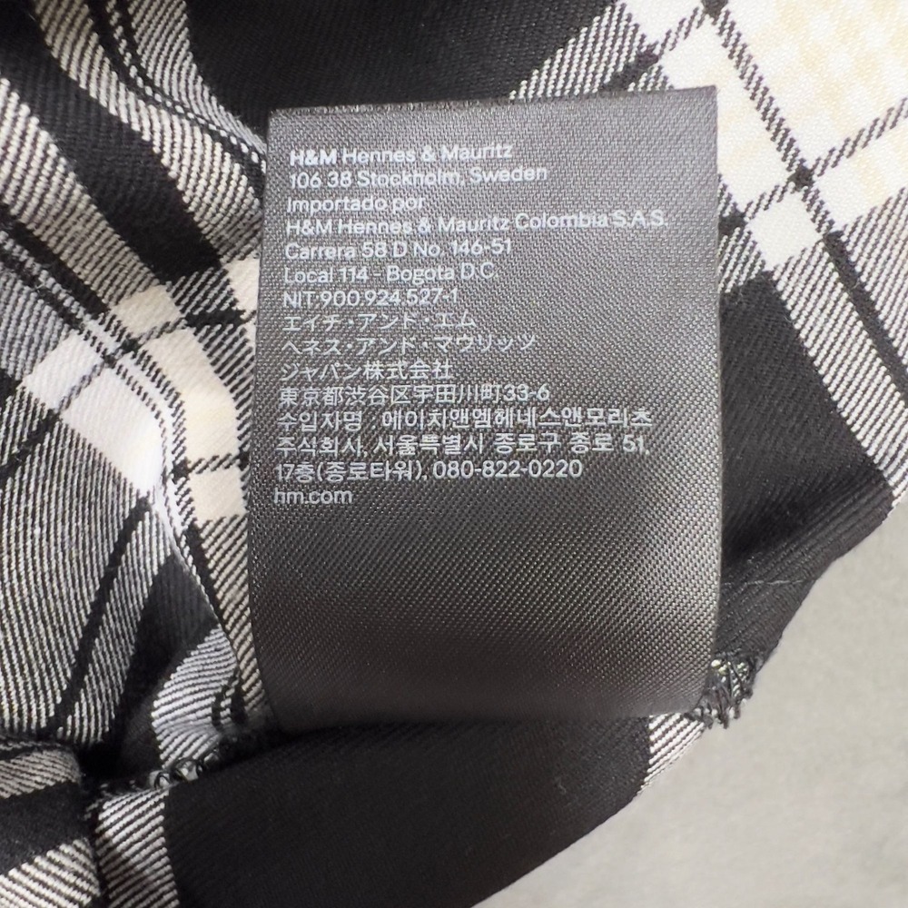 H&M Divided Womens Plaid Mini Dress XS Black White Bodycon Spaghetti Strap‎ - Picture 7 of 10